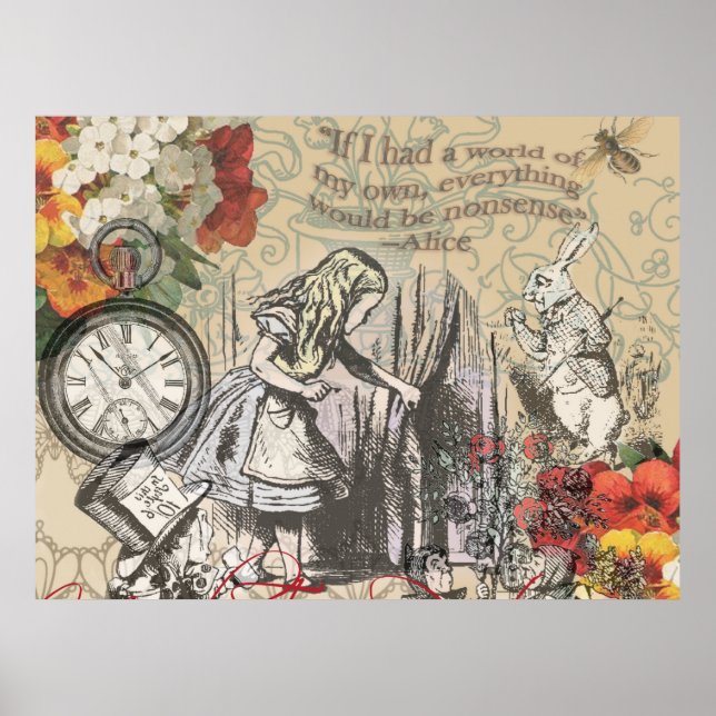 Alice Adventures Wonderland Curtain Classic Art Poster (Front)