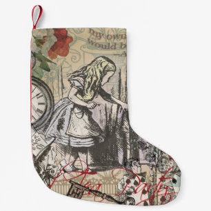 Alice Adventures Wonderland Curtain Classic Art Small Christmas Stocking