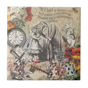 Alice Adventures Wonderland Curtain Classic Art Tile