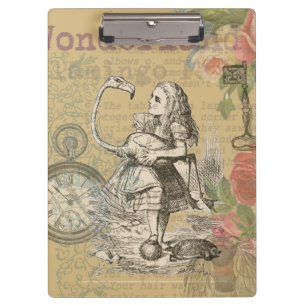 Alice Adventures Wonderland Flamingo Classic Clipboard