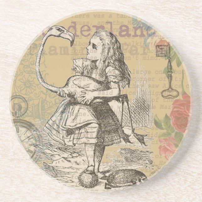 Alice Adventures Wonderland Flamingo Classic Coaster (Front)