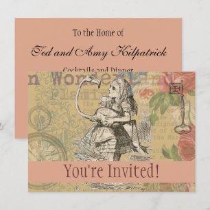 Alice Adventures Wonderland Flamingo Classic Invitation