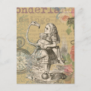 Alice Adventures Wonderland Flamingo Classic Postcard