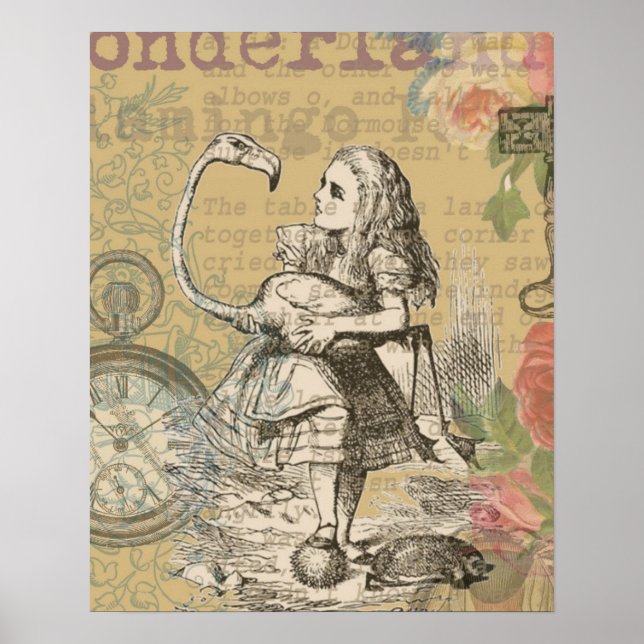 Alice Adventures Wonderland Flamingo Classic Poster (Front)