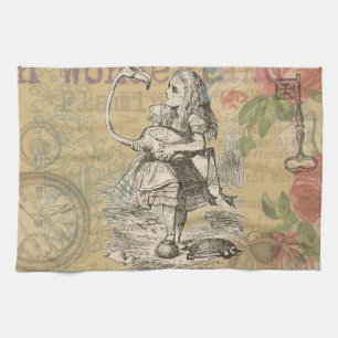 Alice Adventures Wonderland Flamingo Classic Tea Towel