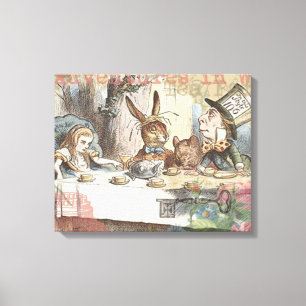 Alice Adventures Wonderland Mad Tea Party Art Canvas Print