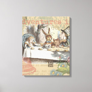 Alice Adventures Wonderland Mad Tea Party Art Canvas Print