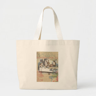 Alice Adventures Wonderland Mad Tea Party Art Large Tote Bag