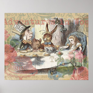 Alice Adventures Wonderland Mad Tea Party Art Poster