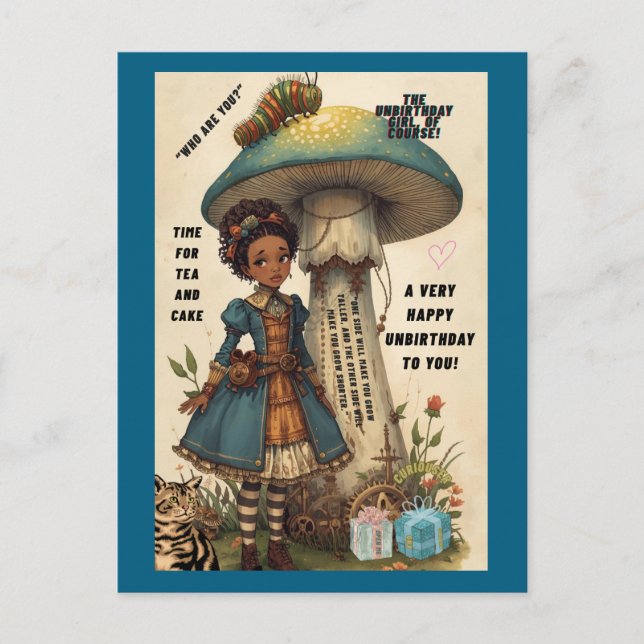 Alice and Caterpillar Unbirthday Postcard (Front)