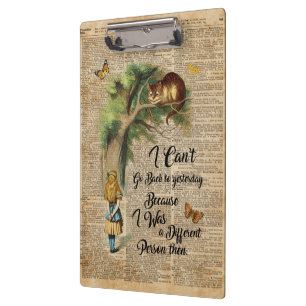 Alice and Cheshire Cat Quote Dictionary Art Clipboard