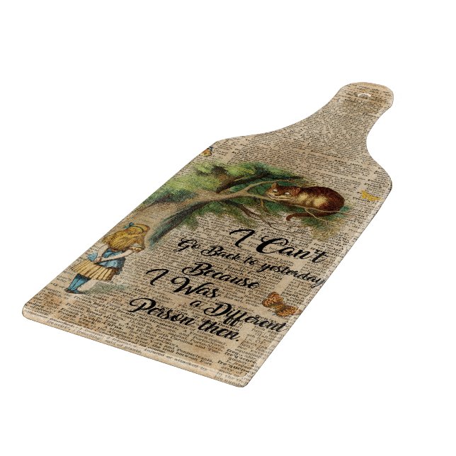 Alice and Cheshire Cat Quote Dictionary Art Cutting Board (Corner)