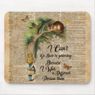Alice and Cheshire Cat Quote Dictionary Art Mouse Mat
