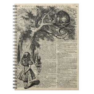 Alice and Cheshire Stencil Art On Old Book Page
