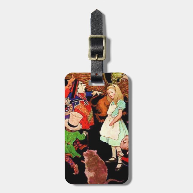 Alice and Doormouse Luggage Tag (Front Vertical)