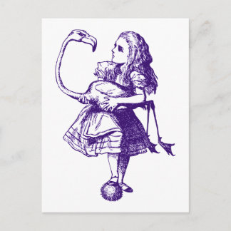 Alice and Flamingo Inked Purple Postcard