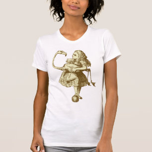 Alice and Flamingo Inked Sepia T-Shirt
