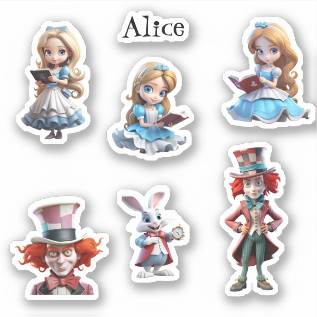 Alice and Friends Custom-Cut Vinyl Stickers (Front)