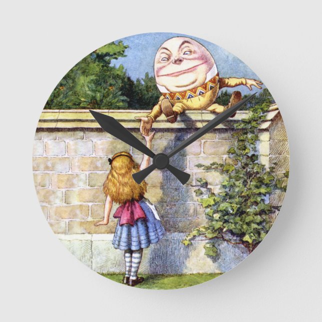 Alice and Humpty Dumpty in Wonderland Round Clock (Front)