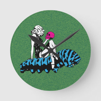 Alice and the blue caterpillar round clock