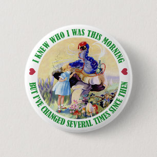 ALICE AND THE CATERPILLAR 6 CM ROUND BADGE