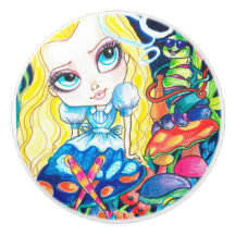 Alice and The Caterpillar Ceramic Knob