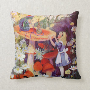 Alice and the Caterpillar in Wonderland Cushion