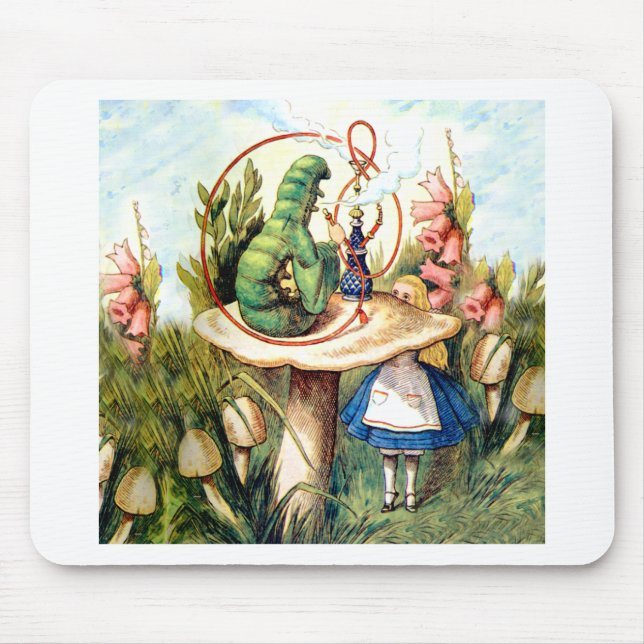 Alice and the Caterpillar in Wonderland Mouse Mat (Front)