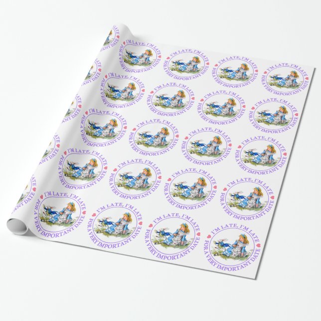 Alice and the Caterpillar In Wonderland Wrapping Paper (Unrolled)