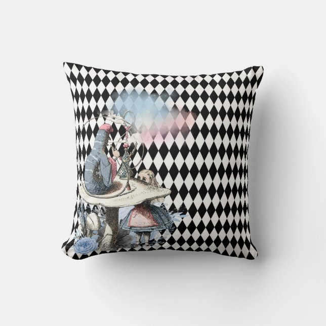 Alice and the Caterpillar Throw Pillow (Front)