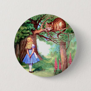 ALICE  AND THE CHESHIRE CAT 6 CM ROUND BADGE