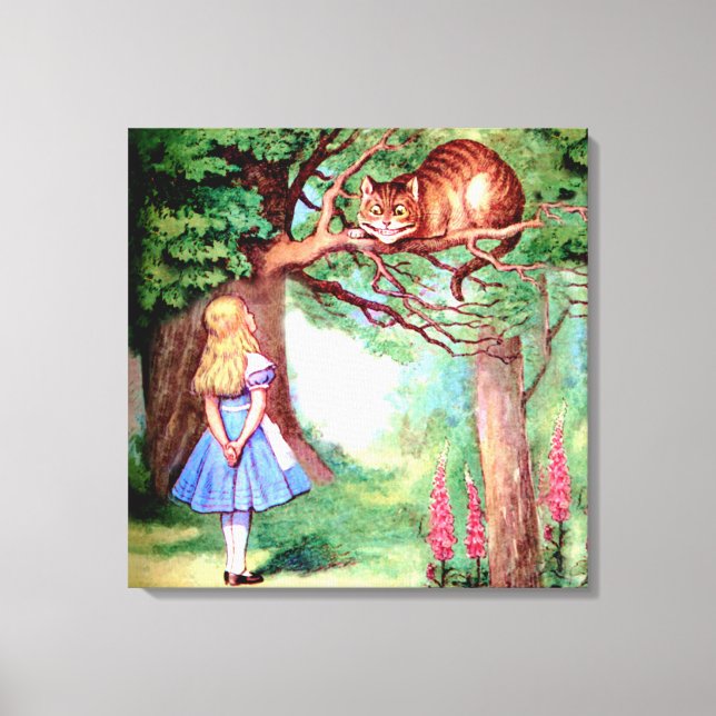 Alice and the Cheshire Cat in Wonderland Canvas Print (Front)