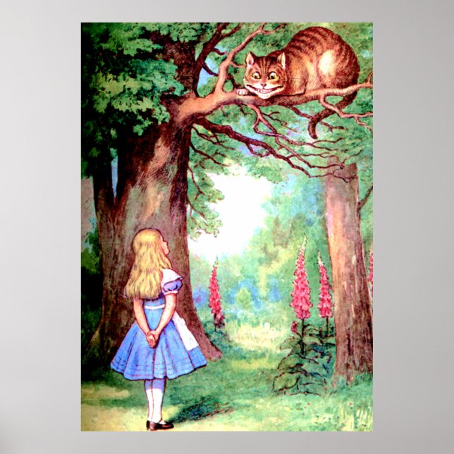 Alice and the Cheshire Cat in Wonderland Poster (Front)