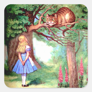 Alice and the Cheshire Cat in Wonderland Square Sticker