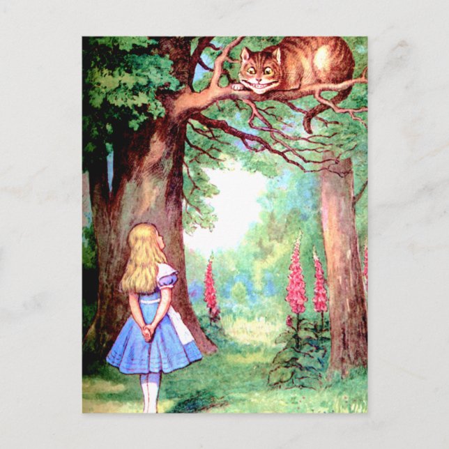 ALICE  AND THE CHESHIRE CAT POSTCARD (Front)