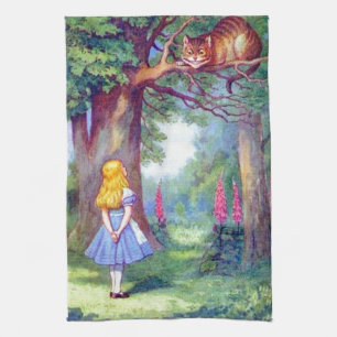 Alice and the Cheshire Cat Tea Towel