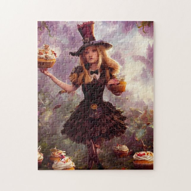 Alice and the Cupcakes Steampunk Fantasy  Jigsaw Puzzle (Vertical)