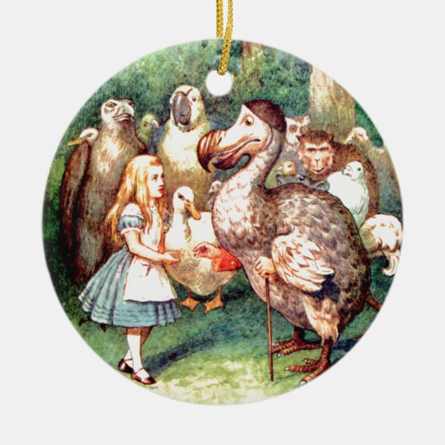Alice and The Dodo Bird in Wonderland Ceramic Tree Decoration (Front)