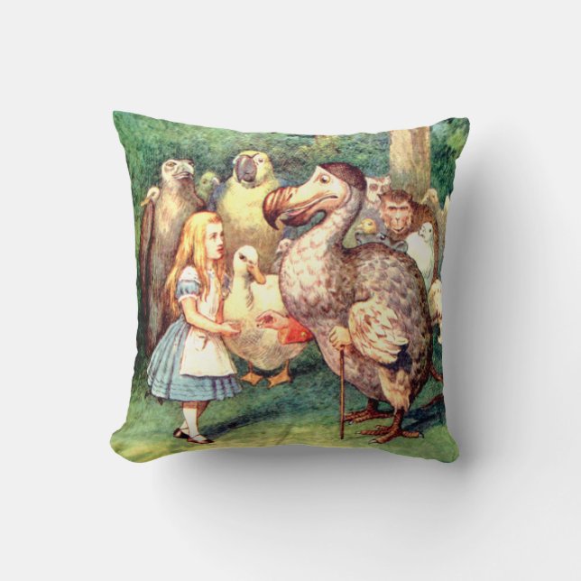 Alice and the Dodo Bird in Wonderland Cushion (Front)