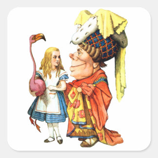 Alice and the Duchess Discuss Flamingo Croquet Square Sticker