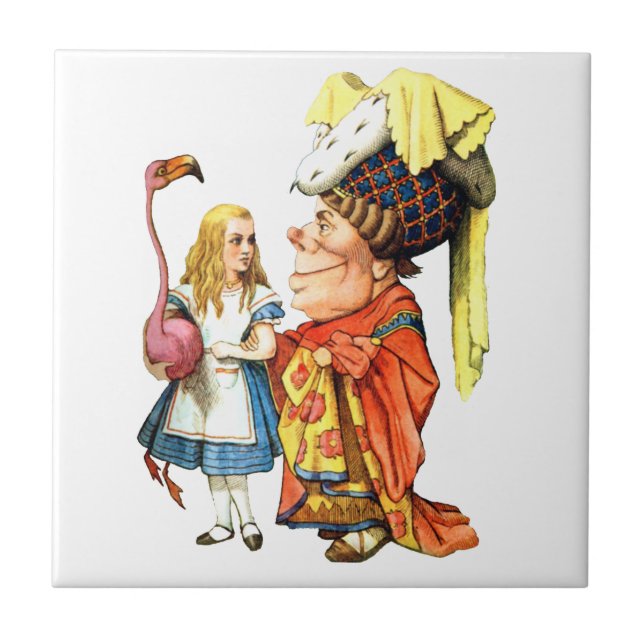 Alice and the Duchess Discuss Flamingo Croquet Tile (Front)