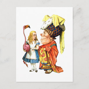 Alice and The Duchess Play Flamingo Croquet Postcard