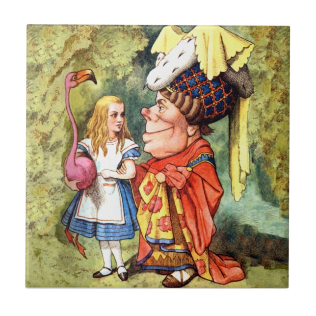 Alice and the Duchess Play Flamingo Croquet Tile (Front)