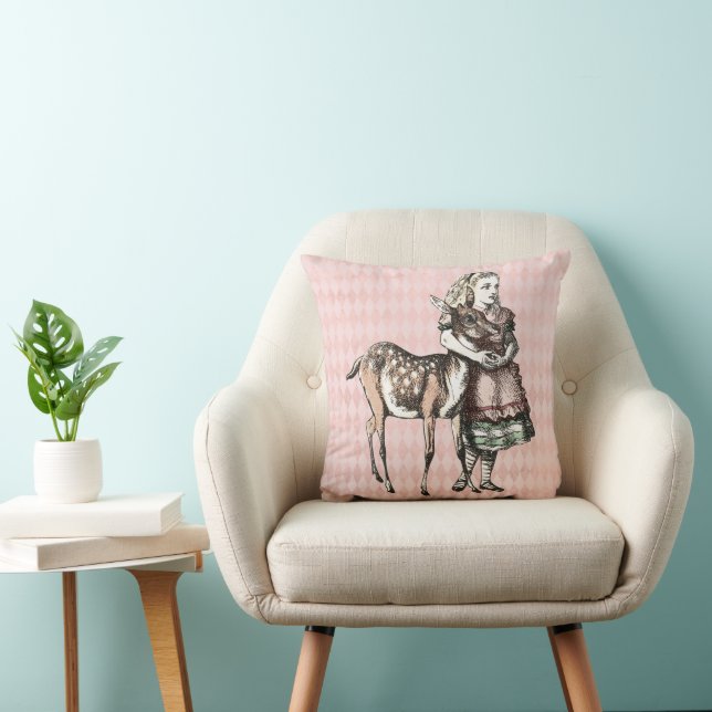 Alice and the Fawn Throw Pillow (Chair)
