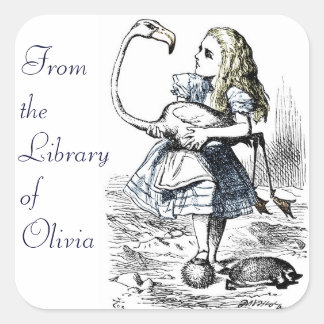 Alice and the Flamingo Square Sticker