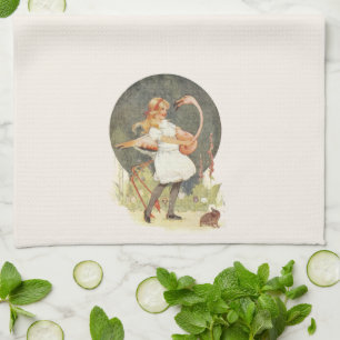 Alice and the Flamingo Tea Towel