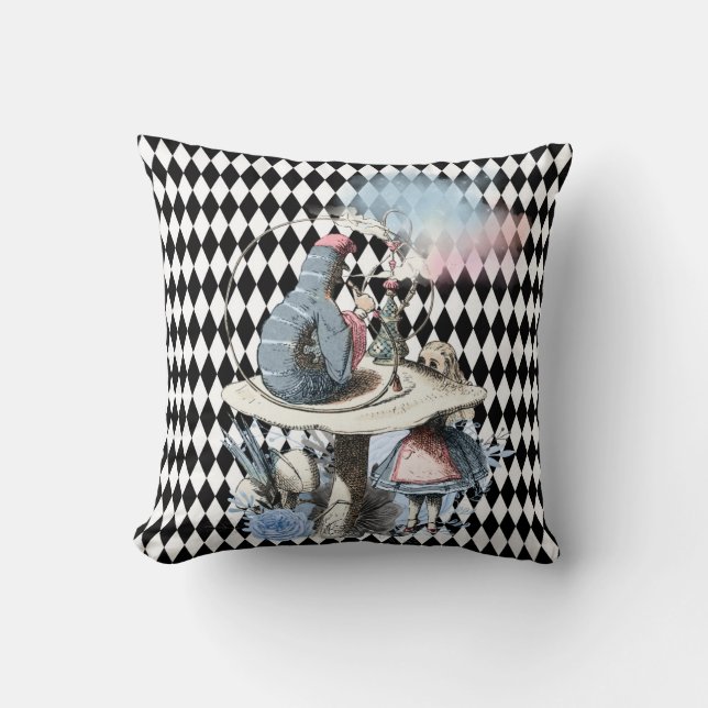 Alice and the Hookah Smoking Caterpillar Throw Pil Cushion (Front)