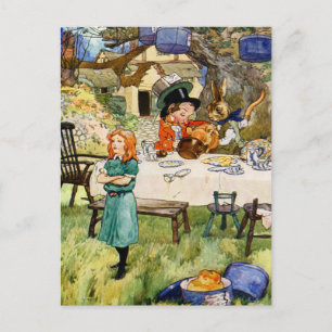 Alice and the Mad Hatter's Tea Party Postcard