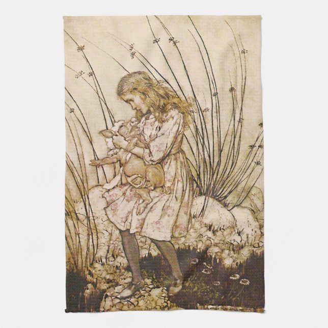 Alice and the Pig Baby 1 Tea Towel (Vertical)