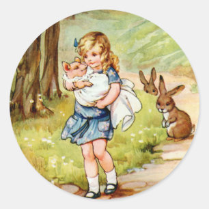 Alice and the Pig Baby Classic Round Sticker